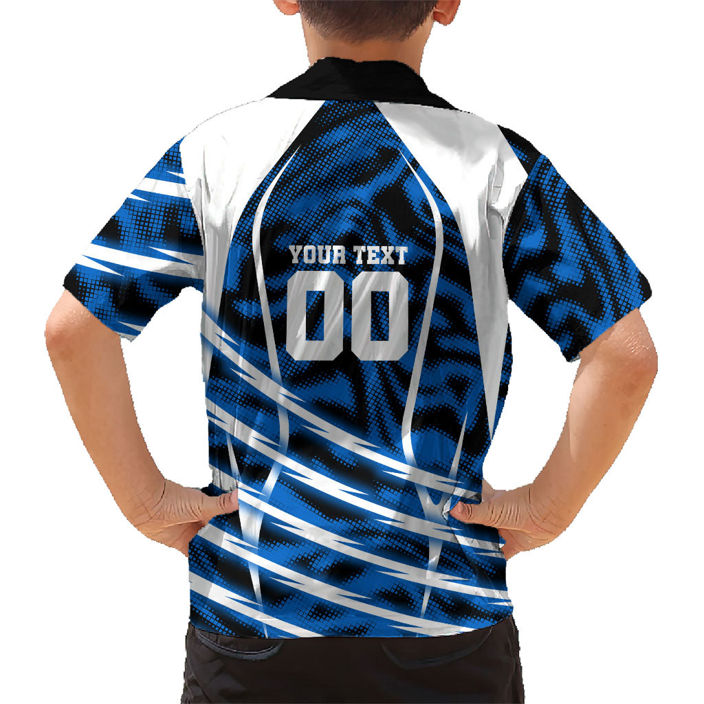 Personalized United States Soccer Kid Hawaiian Shirt USA Patriotic Eagle Mascot - Blue Geometric