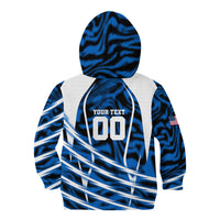 Personalized United States Soccer Kid Hoodie USA Patriotic Eagle Mascot - Blue Geometric