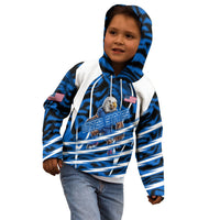 Personalized United States Soccer Kid Hoodie USA Patriotic Eagle Mascot - Blue Geometric