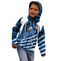 Personalized United States Soccer Kid Hoodie USA Patriotic Eagle Mascot - Blue Geometric
