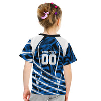 Personalized United States Soccer Kid T Shirt USA Patriotic Eagle Mascot - Blue Geometric