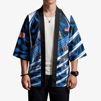 Personalized United States Soccer Kimono USA Patriotic Eagle Mascot - Blue Geometric
