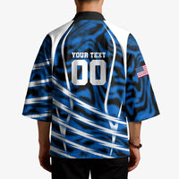 Personalized United States Soccer Kimono USA Patriotic Eagle Mascot - Blue Geometric