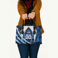 Personalized United States Soccer Leather Bag USA Patriotic Eagle Mascot - Blue Geometric