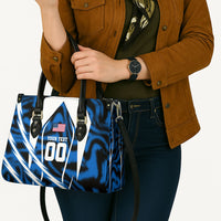 Personalized United States Soccer Leather Bag USA Patriotic Eagle Mascot - Blue Geometric