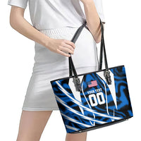 Personalized United States Soccer Leather Tote Bag USA Patriotic Eagle Mascot - Blue Geometric