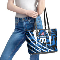 Personalized United States Soccer Leather Tote Bag USA Patriotic Eagle Mascot - Blue Geometric