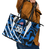 Personalized United States Soccer Leather Tote Bag USA Patriotic Eagle Mascot - Blue Geometric