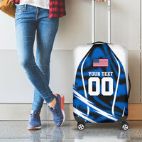 Personalized United States Soccer Luggage Cover USA Patriotic Eagle Mascot - Blue Geometric