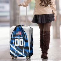 Personalized United States Soccer Luggage Cover USA Patriotic Eagle Mascot - Blue Geometric