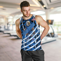 Personalized United States Soccer Men Tank Top USA Patriotic Eagle Mascot - Blue Geometric
