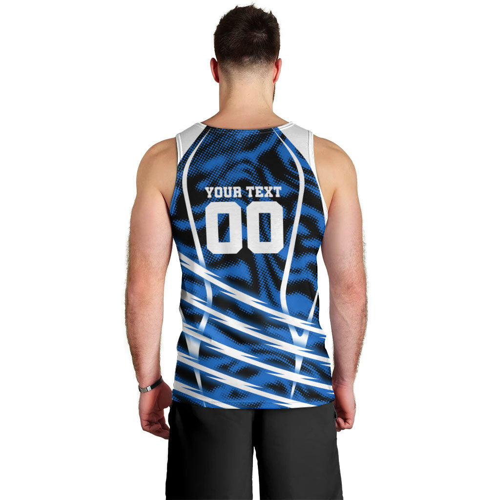 Personalized United States Soccer Men Tank Top USA Patriotic Eagle Mascot - Blue Geometric