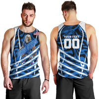 Personalized United States Soccer Men Tank Top USA Patriotic Eagle Mascot - Blue Geometric