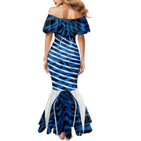 Personalized United States Soccer Mermaid Dress USA Patriotic Eagle Mascot - Blue Geometric
