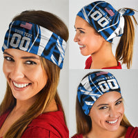 Personalized United States Soccer Neck Gaiter USA Patriotic Eagle Mascot - Blue Geometric