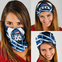 Personalized United States Soccer Neck Gaiter USA Patriotic Eagle Mascot - Blue Geometric