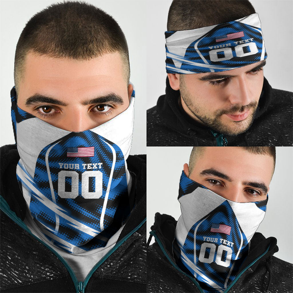 Personalized United States Soccer Neck Gaiter USA Patriotic Eagle Mascot - Blue Geometric