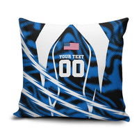 Personalized United States Soccer Pillow Cover USA Patriotic Eagle Mascot - Blue Geometric