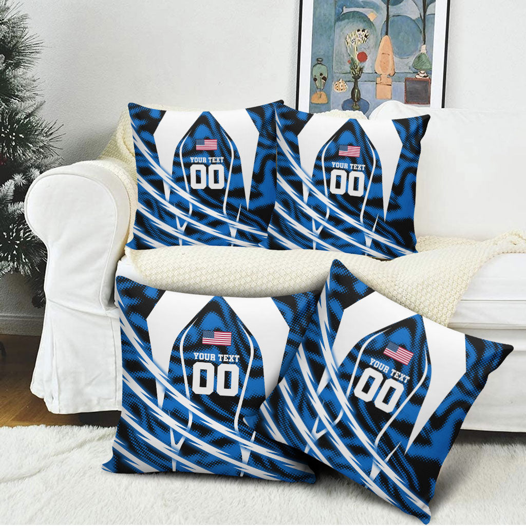 Personalized United States Soccer Pillow Cover USA Patriotic Eagle Mascot - Blue Geometric