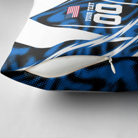 Personalized United States Soccer Pillow Cover USA Patriotic Eagle Mascot - Blue Geometric