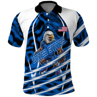 Personalized United States Soccer Polo Shirt USA Patriotic Eagle Mascot - Blue Geometric
