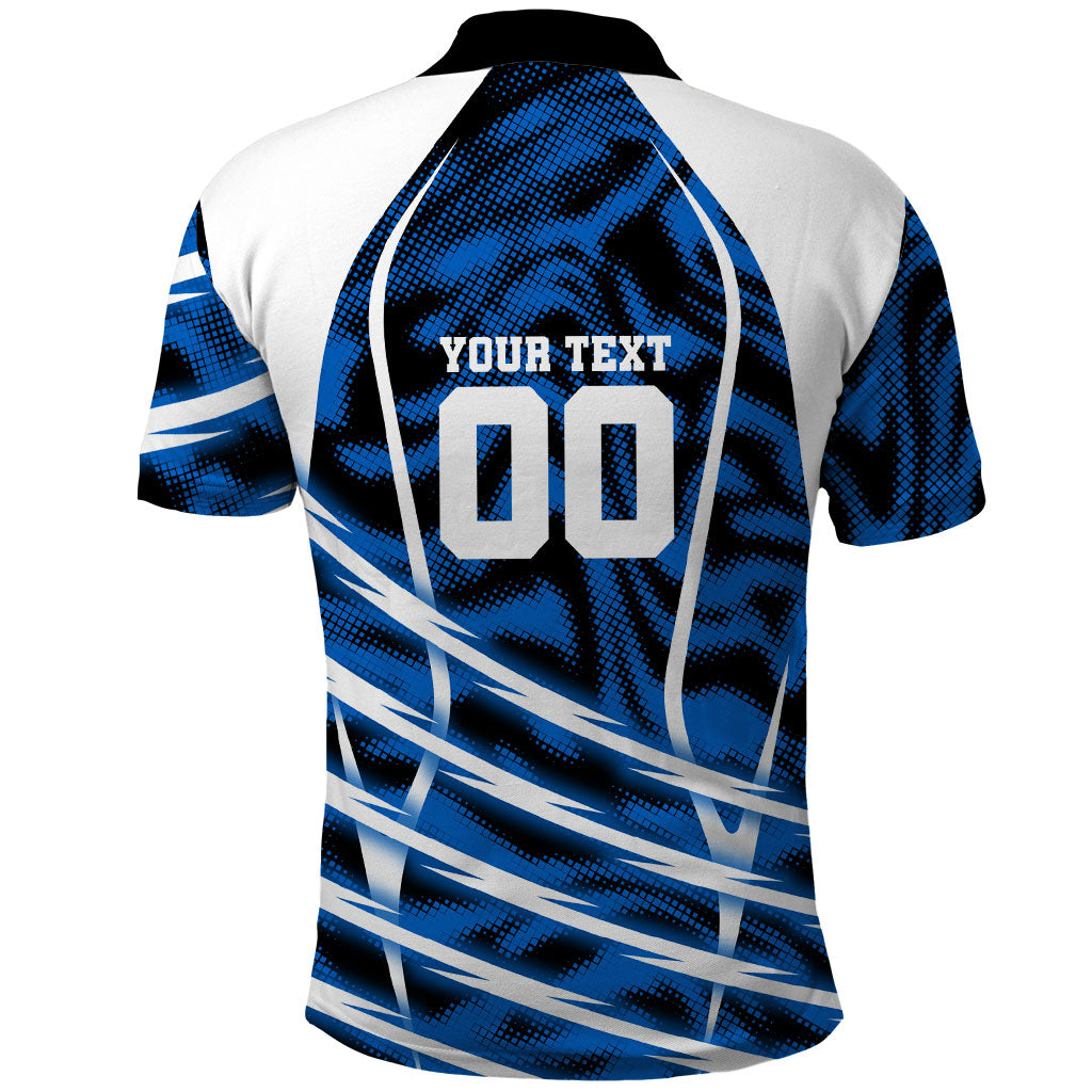 Personalized United States Soccer Polo Shirt USA Patriotic Eagle Mascot - Blue Geometric