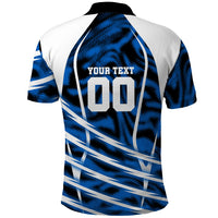 Personalized United States Soccer Polo Shirt USA Patriotic Eagle Mascot - Blue Geometric