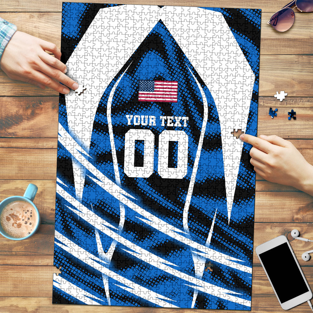 Personalized United States Soccer Puzzle USA Patriotic Eagle Mascot - Blue Geometric
