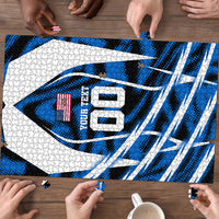 Personalized United States Soccer Puzzle USA Patriotic Eagle Mascot - Blue Geometric