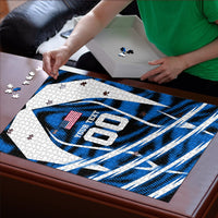 Personalized United States Soccer Puzzle USA Patriotic Eagle Mascot - Blue Geometric