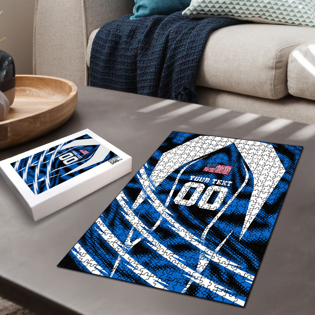 Personalized United States Soccer Puzzle USA Patriotic Eagle Mascot - Blue Geometric