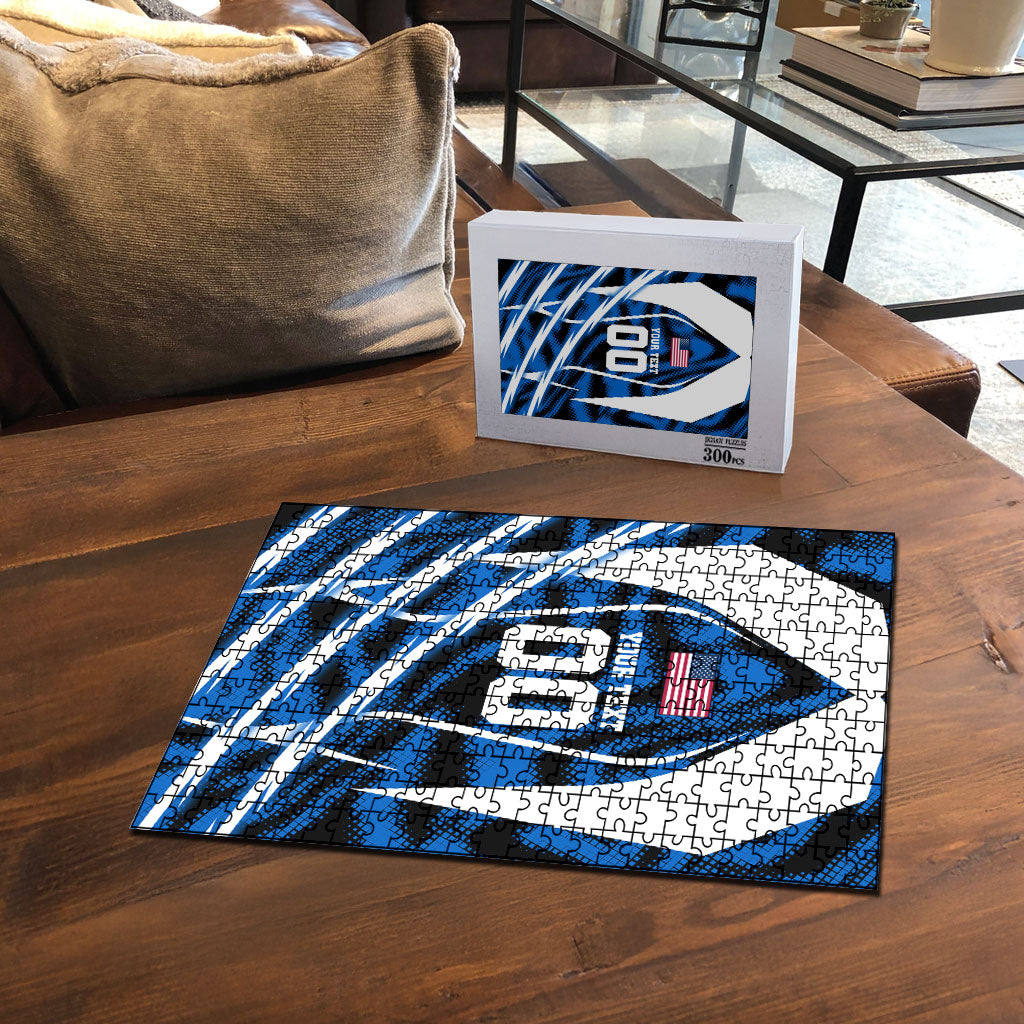Personalized United States Soccer Puzzle USA Patriotic Eagle Mascot - Blue Geometric