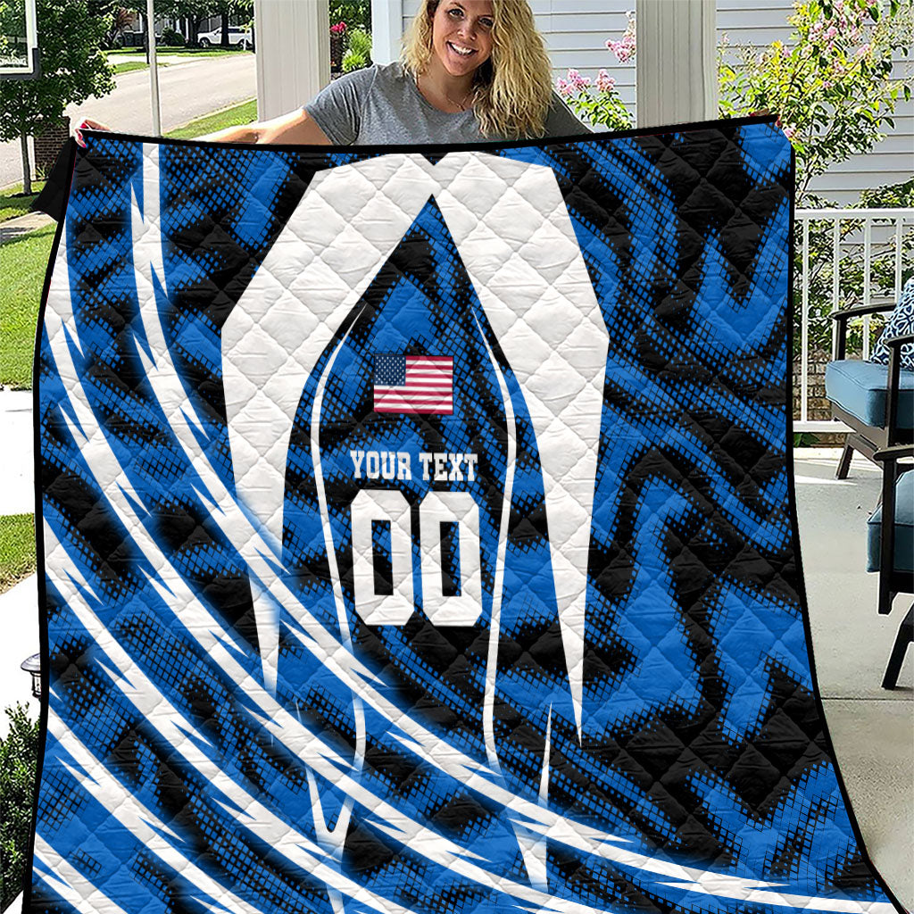 Personalized United States Soccer Quilt USA Patriotic Eagle Mascot - Blue Geometric
