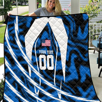 Personalized United States Soccer Quilt USA Patriotic Eagle Mascot - Blue Geometric