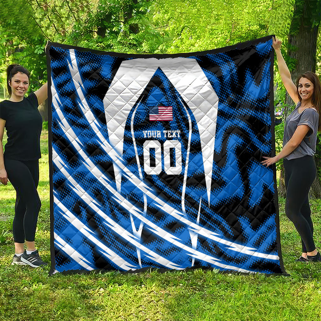 Personalized United States Soccer Quilt USA Patriotic Eagle Mascot - Blue Geometric