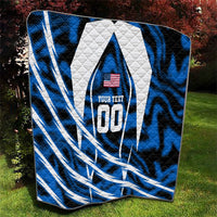 Personalized United States Soccer Quilt USA Patriotic Eagle Mascot - Blue Geometric