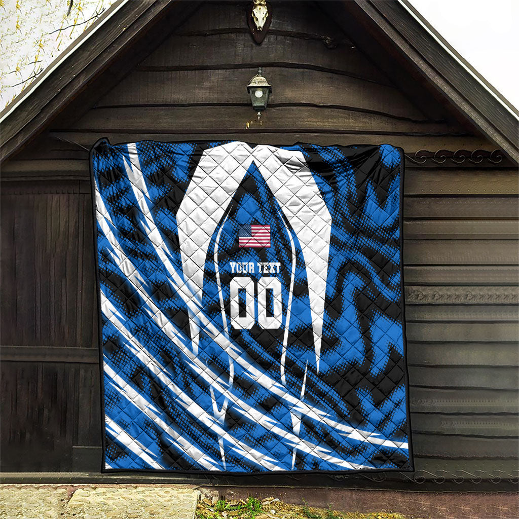 Personalized United States Soccer Quilt USA Patriotic Eagle Mascot - Blue Geometric