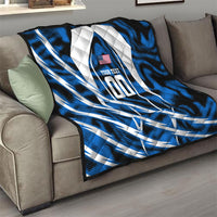 Personalized United States Soccer Quilt USA Patriotic Eagle Mascot - Blue Geometric