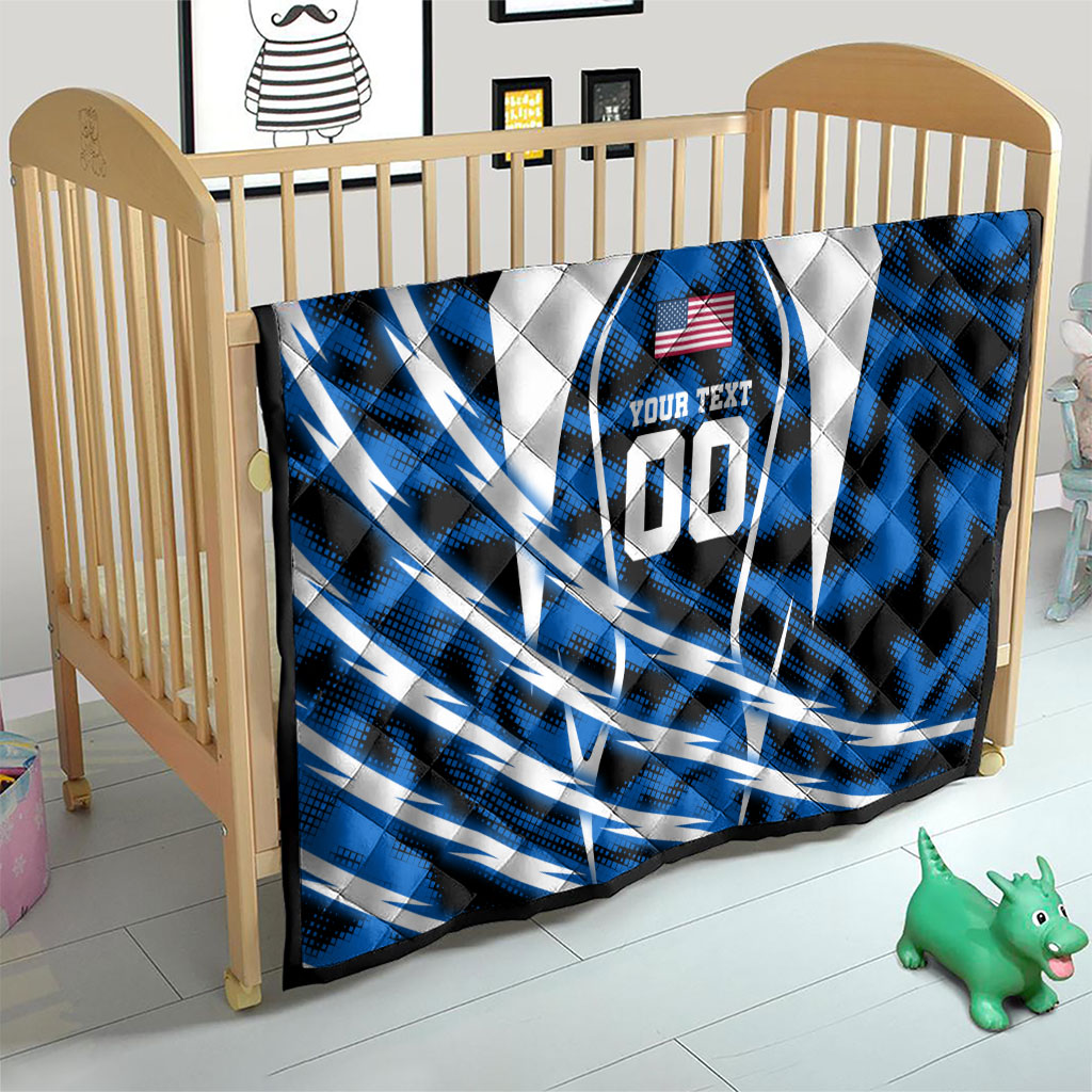 Personalized United States Soccer Quilt USA Patriotic Eagle Mascot - Blue Geometric