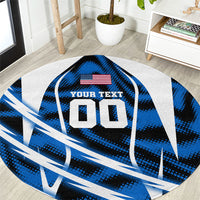 Personalized United States Soccer Round Carpet USA Patriotic Eagle Mascot - Blue Geometric