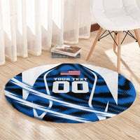 Personalized United States Soccer Round Carpet USA Patriotic Eagle Mascot - Blue Geometric