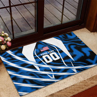 Personalized United States Soccer Rubber Doormat USA Patriotic Eagle Mascot - Blue Geometric