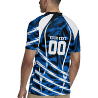 Personalized United States Soccer Rugby Jersey USA Patriotic Eagle Mascot - Blue Geometric