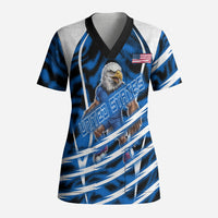 Personalized United States Soccer Scrub Top USA Patriotic Eagle Mascot - Blue Geometric
