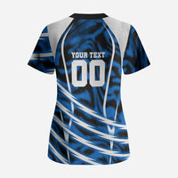 Personalized United States Soccer Scrub Top USA Patriotic Eagle Mascot - Blue Geometric