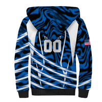 Personalized United States Soccer Sherpa Hoodie USA Patriotic Eagle Mascot - Blue Geometric
