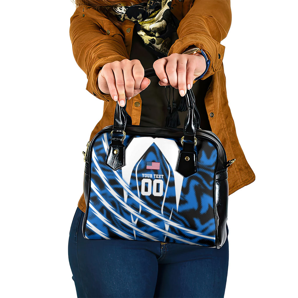 Personalized United States Soccer Shoulder Handbag USA Patriotic Eagle Mascot - Blue Geometric