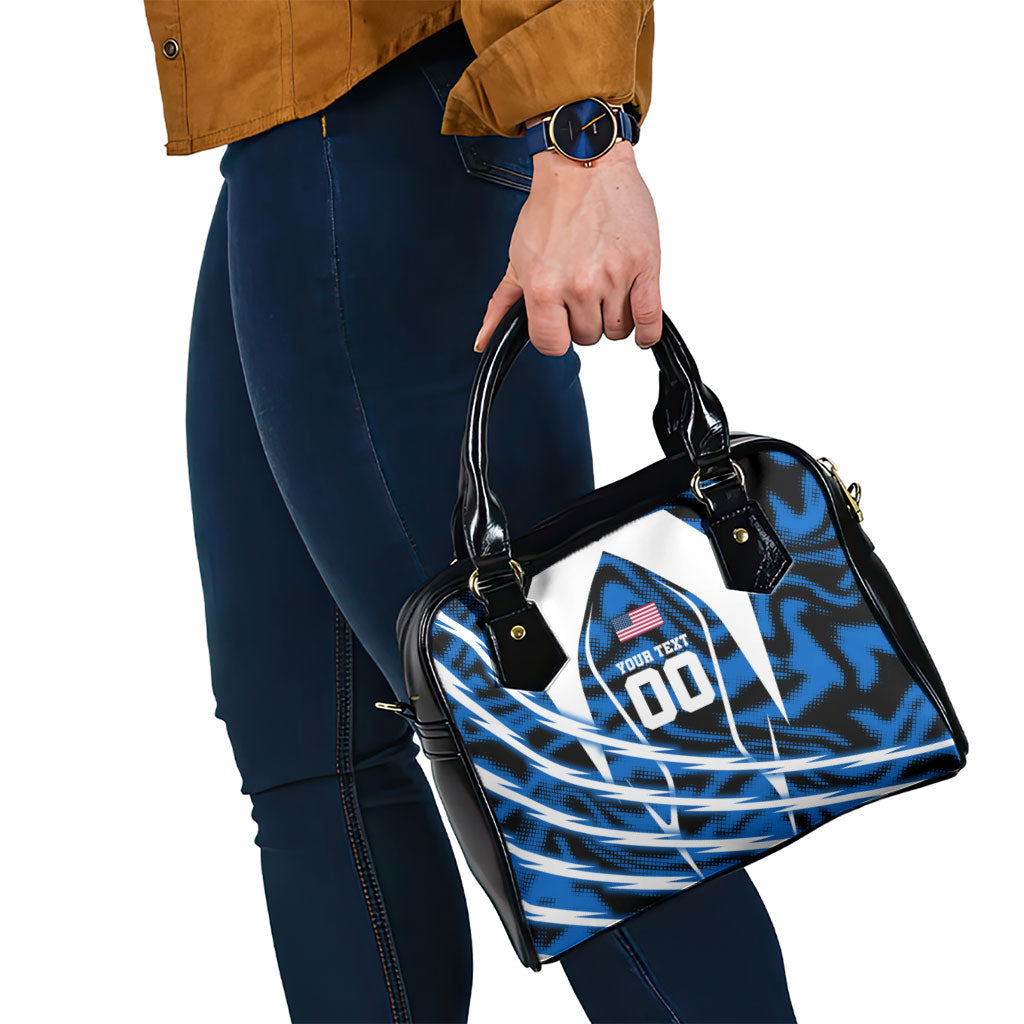 Personalized United States Soccer Shoulder Handbag USA Patriotic Eagle Mascot - Blue Geometric