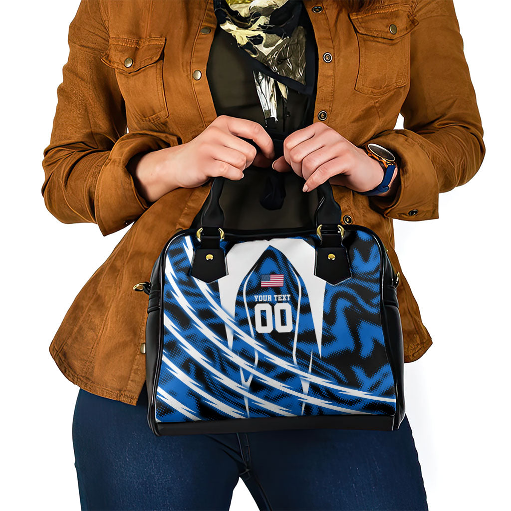 Personalized United States Soccer Shoulder Handbag USA Patriotic Eagle Mascot - Blue Geometric