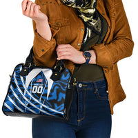 Personalized United States Soccer Shoulder Handbag USA Patriotic Eagle Mascot - Blue Geometric